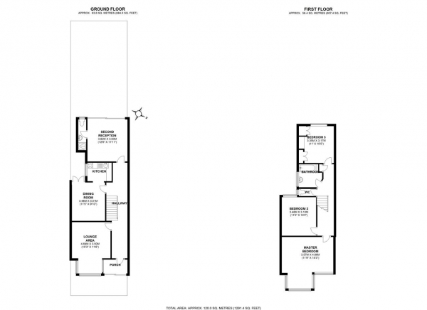 Floor Plan Image for 3 Bedroom Terraced House for Sale in The Crescent, Wimbledon Park