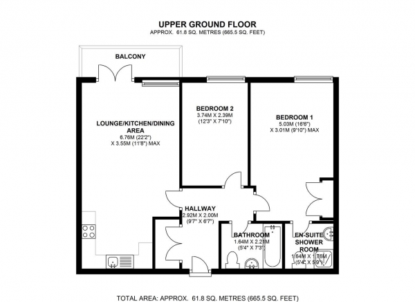 Floor Plan Image for 2 Bedroom Apartment for Sale in Cork House, WImbledon