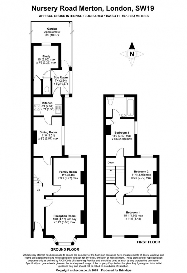 Floor Plan Image for 3 Bedroom Terraced House for Sale in Nursery Road, Wimbledon, Wimbledon