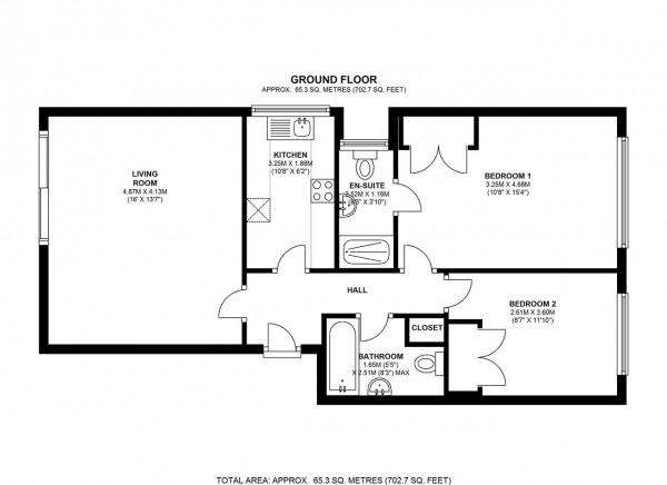 Floor Plan Image for 2 Bedroom Apartment to Rent in Hanover Court, 34 Spencer Hill, Wimbledon