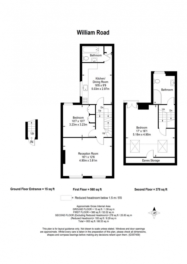 Floor Plan Image for 2 Bedroom Apartment to Rent in William Road, Top Floor Flat, Wimbledon