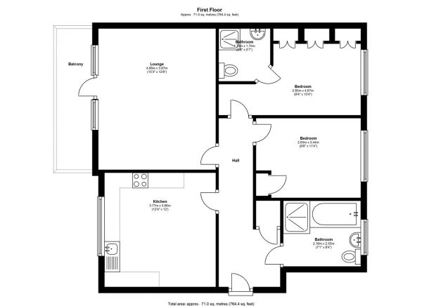 Floor Plan Image for 2 Bedroom Apartment for Sale in Bewley Street, Wimbledon