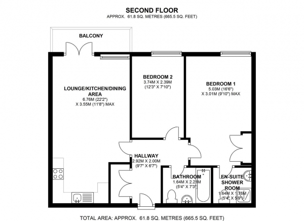 Floor Plan Image for 2 Bedroom Apartment for Sale in Cork House, WImbledon