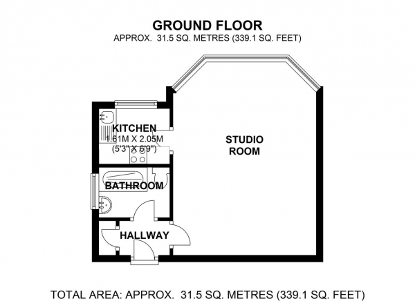 Floor Plan Image for Studio for Sale in Vineyard Hill Road, Wimbledon Park