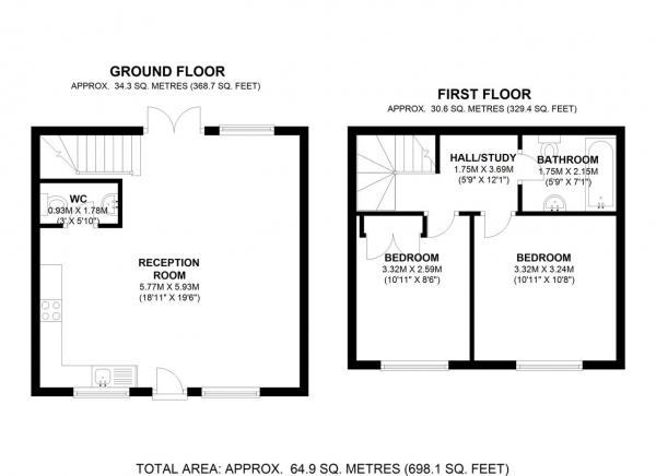 Floor Plan Image for 2 Bedroom Terraced House for Sale in Grove Road, Wimbledon