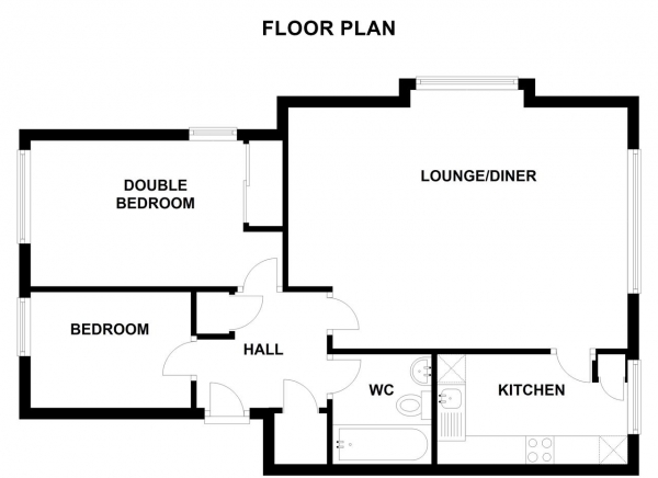 Floor Plan Image for 2 Bedroom Apartment to Rent in Gresham Way, Wimbledon Park