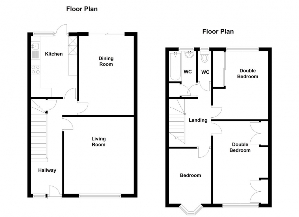 Floor Plan Image for 3 Bedroom Terraced House to Rent in Links Avenue, Morden