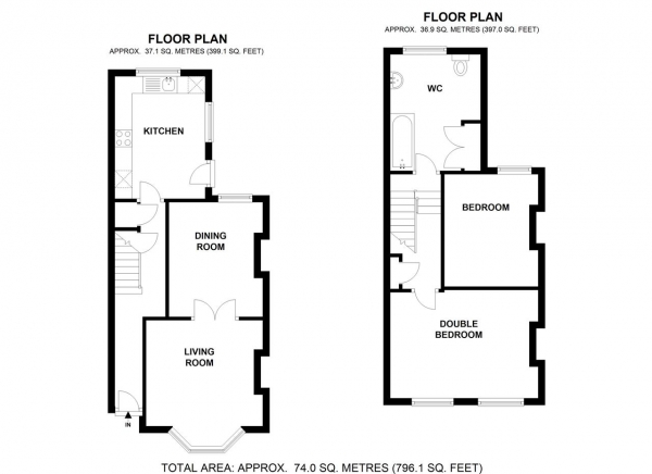 Floor Plan Image for 2 Bedroom Terraced House to Rent in Hardy Road, Wimbledon