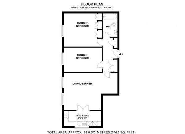 Floor Plan Image for 2 Bedroom Apartment to Rent in Parkwood House, Parkwood Road, Wimbledon