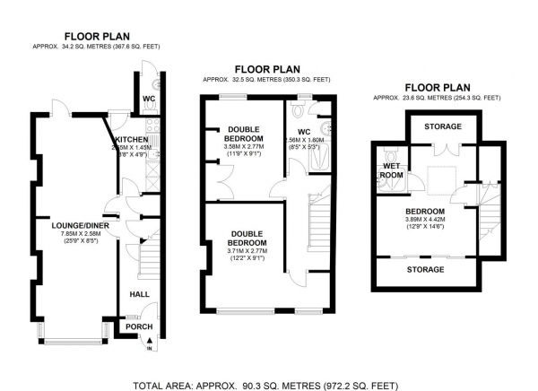 Floor Plan Image for 3 Bedroom Terraced House for Sale in Clifton Park Avenue, Raynes Park