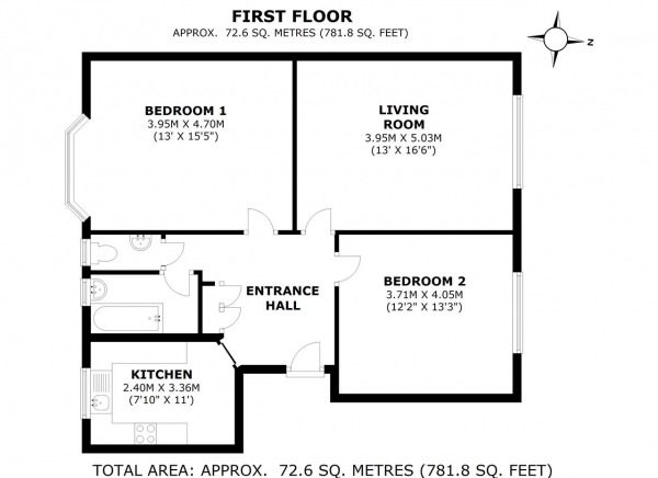 Floor Plan Image for 2 Bedroom Apartment for Sale in Merton Mansions, Bushey Road, Raynes Park