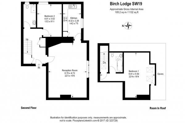 Floor Plan Image for 2 Bedroom Apartment to Rent in Birch Lodge, 19 Copse Hill, West Wimbledon