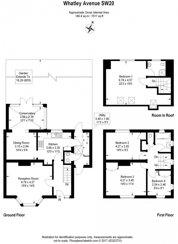 Floor Plan Image for 4 Bedroom Semi-Detached House to Rent in Whatley Avenue, Raynes Park