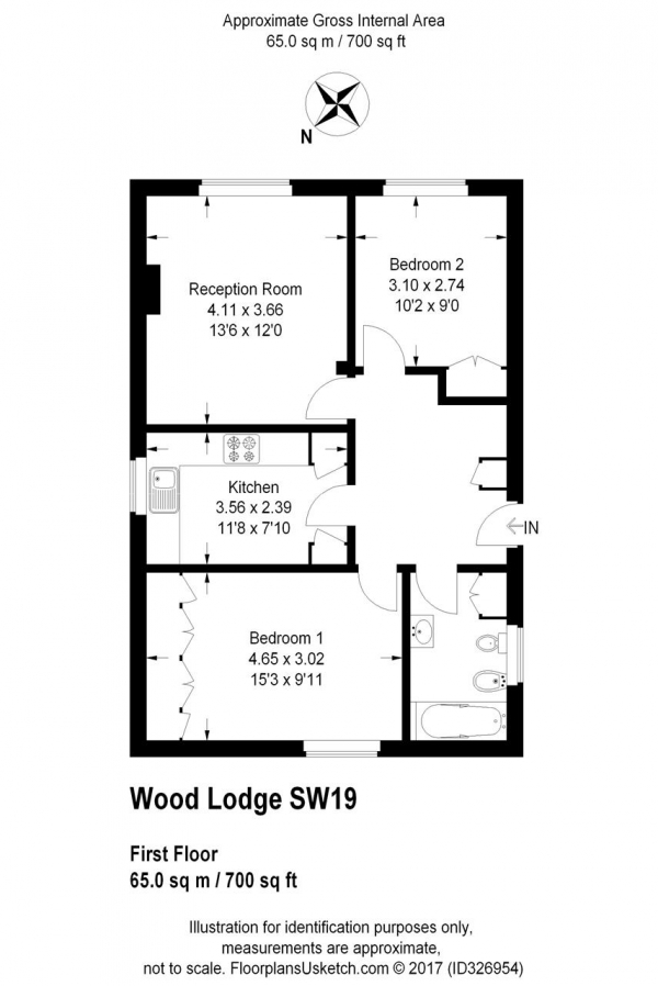 Floor Plan Image for 2 Bedroom Apartment to Rent in Wood Lodge, Lake Road, Wimbledon