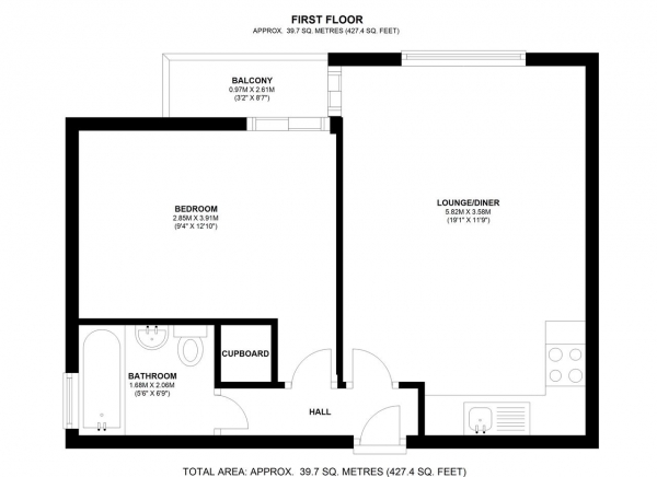 Floor Plan Image for 1 Bedroom Apartment for Sale in Kelmscott House, 7 Abbey Road, London