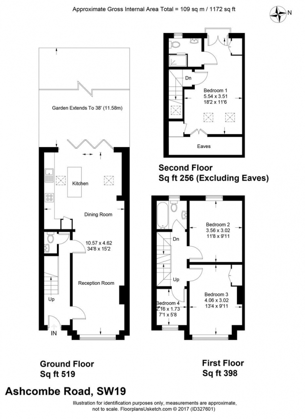 Floor Plan Image for 4 Bedroom Terraced House for Sale in Ashcombe Road, Wimbledon