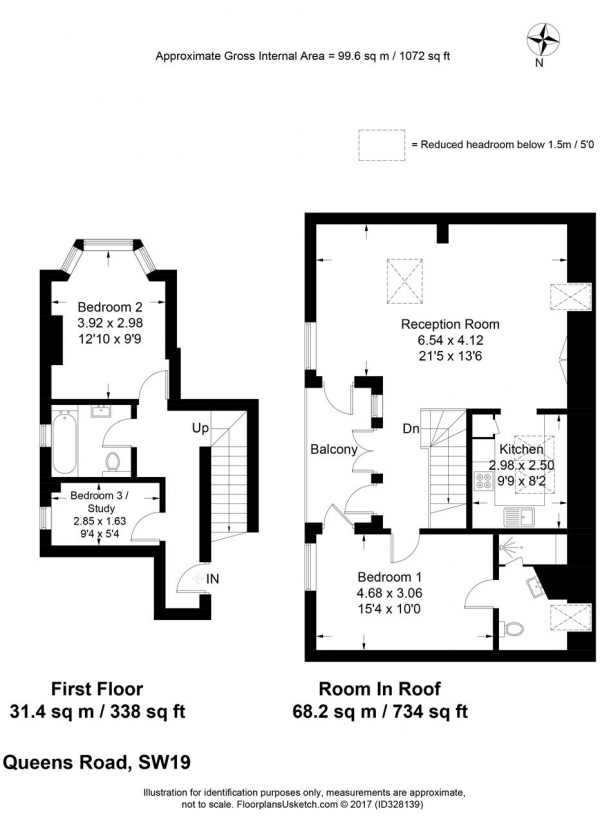 Floor Plan Image for 3 Bedroom Property to Rent in Queens Road, Flat 4, Wimbledon