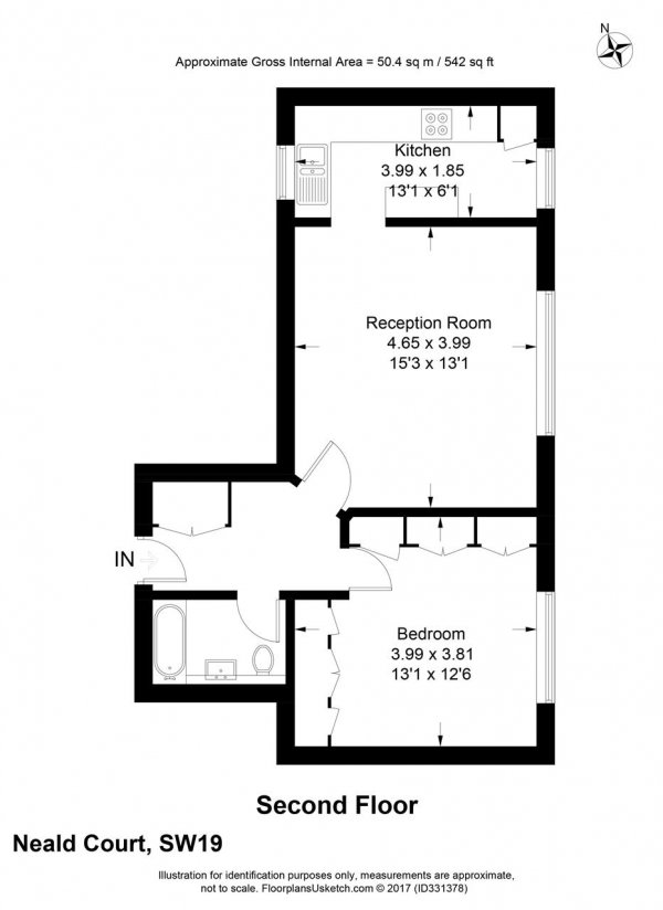 Floor Plan Image for 1 Bedroom Apartment to Rent in Neald Court, 25-27 Stanley Road, Wimbledon