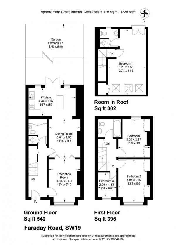 Floor Plan Image for 4 Bedroom Terraced House to Rent in Faraday Road, Wimbledon