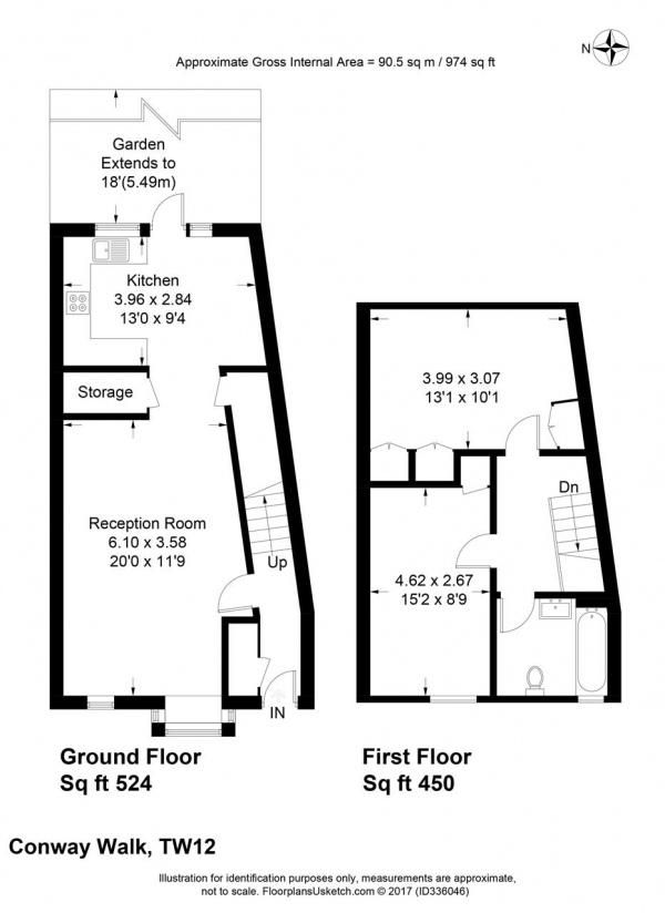 Floor Plan Image for 2 Bedroom Terraced House for Sale in Conway Walk, Hampton