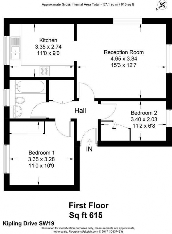 Floor Plan Image for 2 Bedroom Apartment for Sale in Kipling Drive, Wimbledon