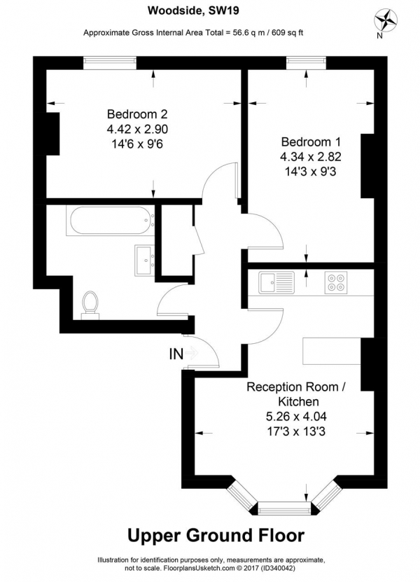 Floor Plan Image for 2 Bedroom Apartment to Rent in Woodside, Wimbledon