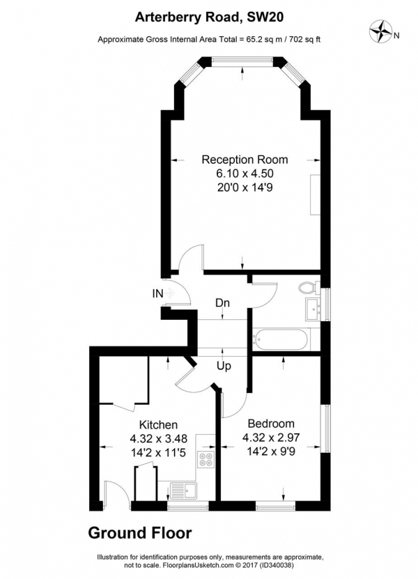 Floor Plan Image for 1 Bedroom Apartment to Rent in Arterberry Road, West Wimbledon