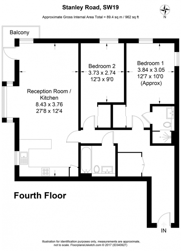 Floor Plan Image for 1 Bedroom Apartment to Rent in Chorus, 2 Stanley Road, Wimbledon