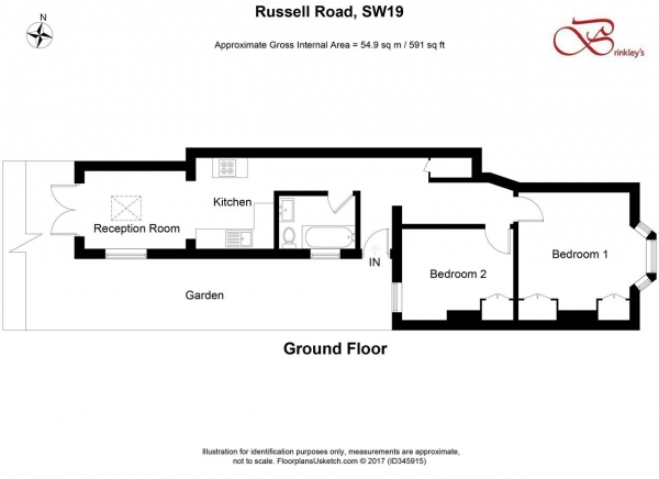 Floor Plan Image for 2 Bedroom Apartment to Rent in Russell Road, Wimbledon