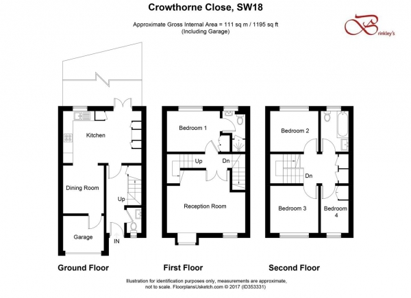 Floor Plan Image for 4 Bedroom Terraced House to Rent in Crowthorne Close, Southfields