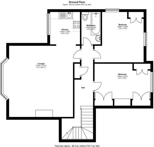 Floor Plan Image for 2 Bedroom Apartment to Rent in Thornton Hill, Wimbledon VIllage