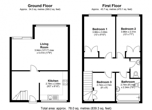 Floor Plan Image for 3 Bedroom Apartment to Rent in Arabella Drive, Putney