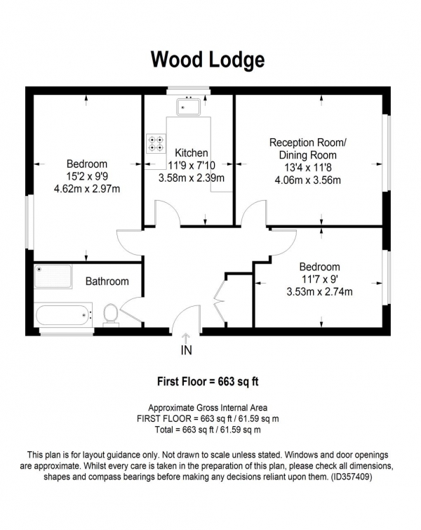 Floor Plan Image for 2 Bedroom Apartment to Rent in Wood Lodge, 8 Lake Road, Wimbledon