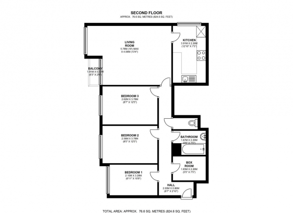 Floor Plan Image for 3 Bedroom Apartment to Rent in Worple Road, London