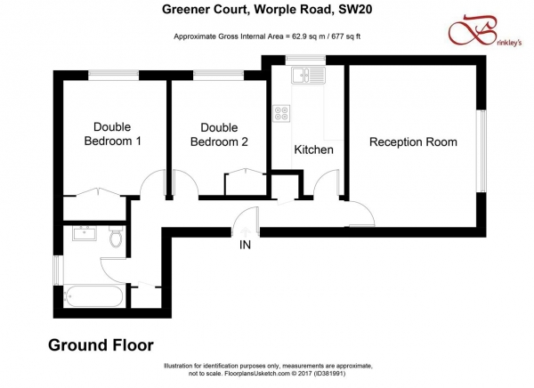 Floor Plan Image for 2 Bedroom Apartment to Rent in Greener Court, 156 Worple Road, Wimbledon