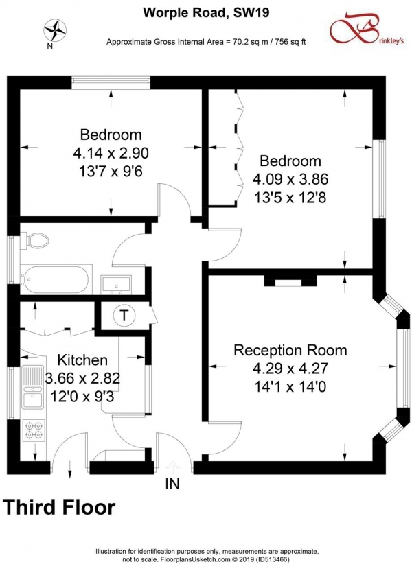 Floor Plan Image for 2 Bedroom Apartment for Sale in Headley Court,, 76 Worple Road, Wimbledon