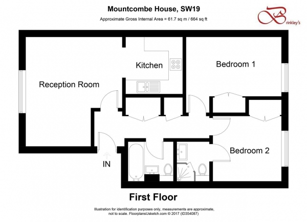 Floor Plan for 2 Bedroom Apartment for Sale in Mountcombe House, Chaucer Way, Wimbledon, SW19, 1UG - Guide Price &pound375,000