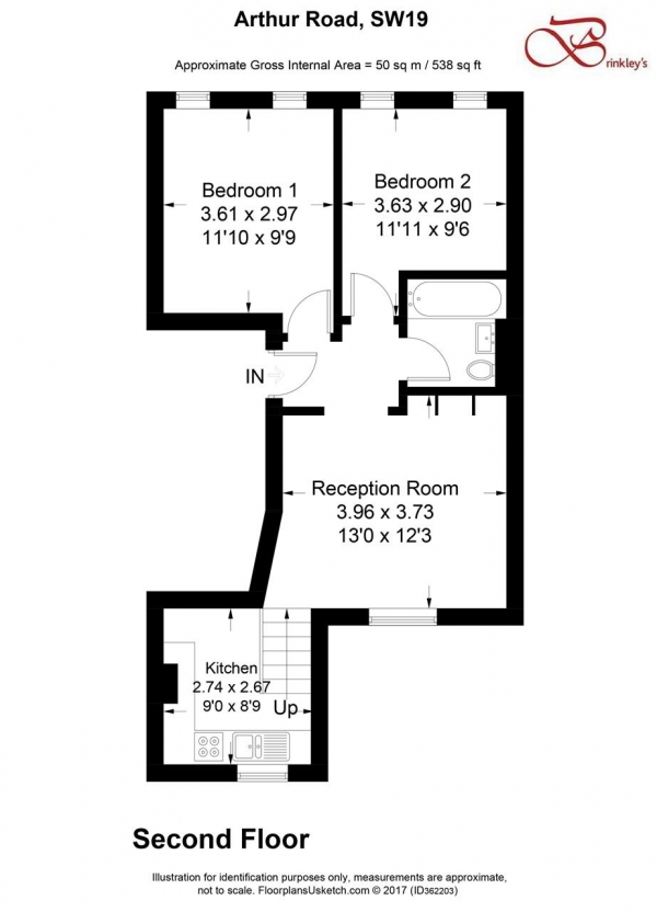 Floor Plan for 2 Bedroom Apartment for Sale in Arthur Road, Wimbledon Park, SW19, 8AB -  &pound399,950