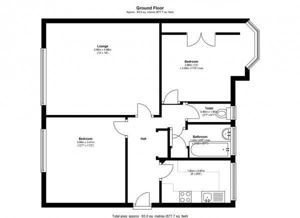 Floor Plan Image for 2 Bedroom Apartment to Rent in Merton Mansions, Bushey Road, Raynes Park