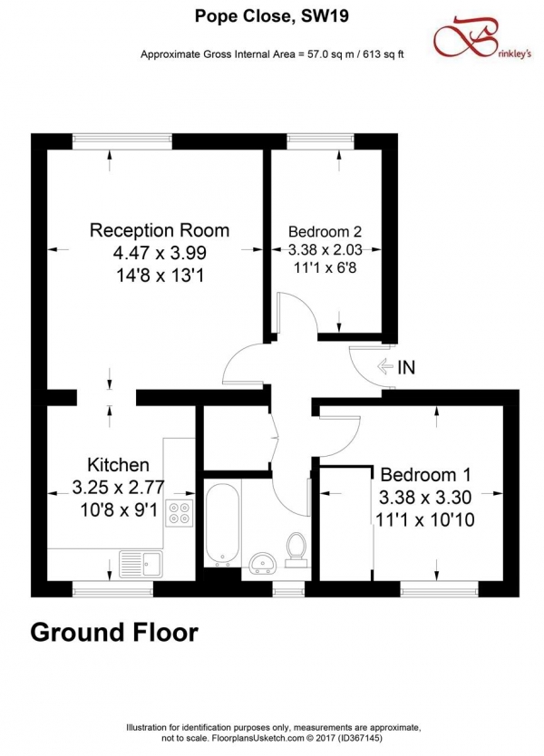 Floor Plan Image for 2 Bedroom Apartment for Sale in Pope Close, Wimbledon