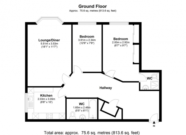 Floor Plan Image for 2 Bedroom Apartment to Rent in Phoenix Court, 102 Dukes Avenue, London