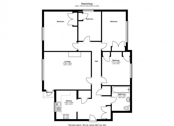 Floor Plan Image for 4 Bedroom Apartment to Rent in Verebank, Wimbledon Park Road, Southfields