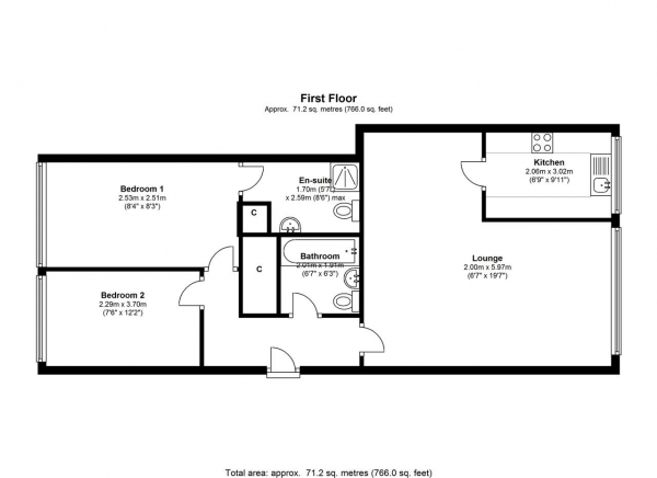 Floor Plan Image for 2 Bedroom Apartment for Sale in Hanah Court, 41 Edge Hill, Wimbledon Village