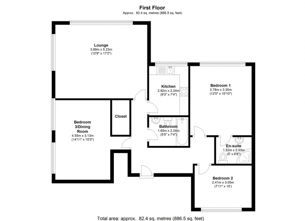 Floor Plan Image for 3 Bedroom Apartment for Sale in Ridgway Place, Wimbledon