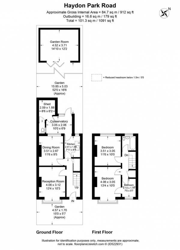 Floor Plan Image for 3 Bedroom Terraced House for Sale in Haydon Park Road, Wimbledon