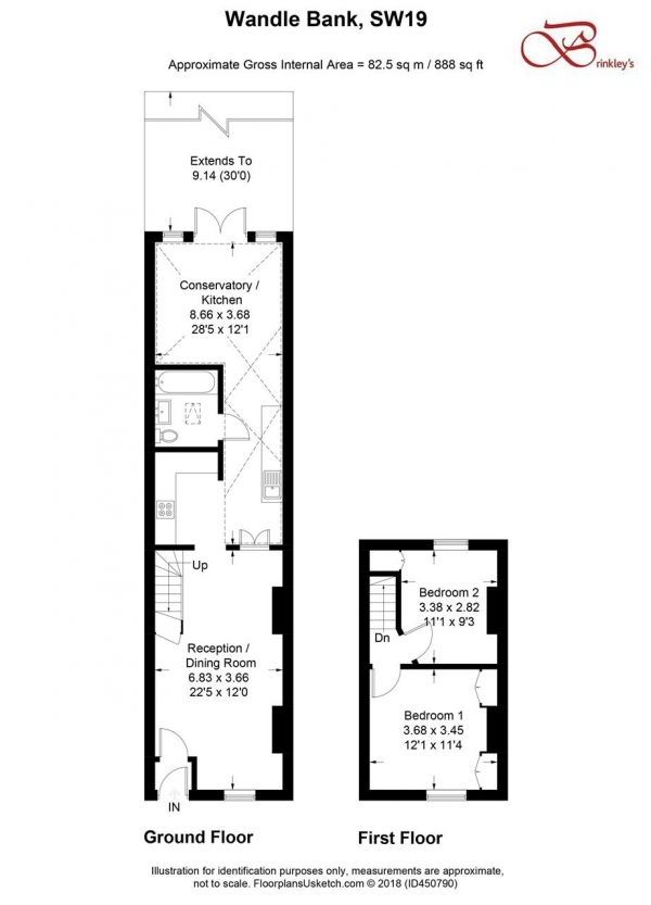 Floor Plan Image for 2 Bedroom End of Terrace House for Sale in Wandle Bank, Wimbledon