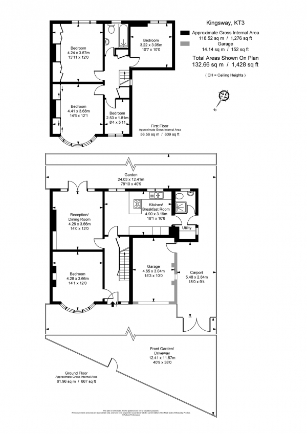 Floor Plan Image for 4 Bedroom Detached House to Rent in Kingsway, New Malden, London