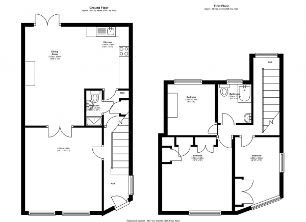 Floor Plan Image for 3 Bedroom Apartment to Rent in Evelyn Road, GFF, Wimbledon