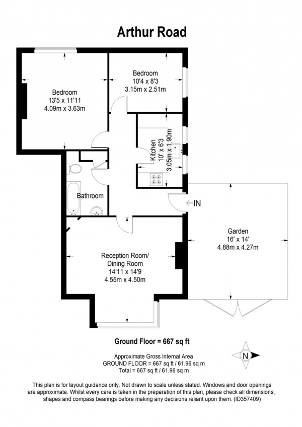 Floor Plan Image for 2 Bedroom Apartment to Rent in Arthur Road, Wimbledon Park