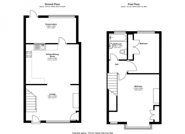 Floor Plan Image for 2 Bedroom Terraced House to Rent in Dorien Road, Raynes Park